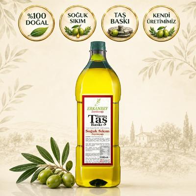 Erkanbey | Taş Baskı|Soğuk Sıkım|Zeytinyağı(2Lt)