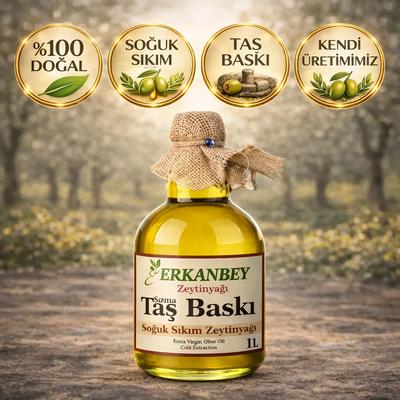 Erkanbey | Taş Baskı Soğuk Sıkım Zeytinyağı (1 L)