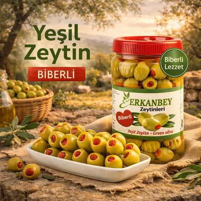 Erkanbey |  İri Boy  Biberli Zeytin - 1 kg