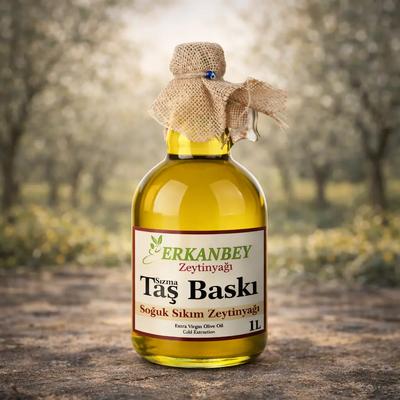Erkanbey | Taş Baskı Soğuk Sıkım Zeytinyağı (1 L)